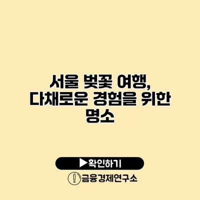 서울 벚꽃 여행, 다채로운 경험을 위한 명소