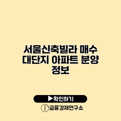 서울신축빌라 매수 대단지 아파트 분양 정보