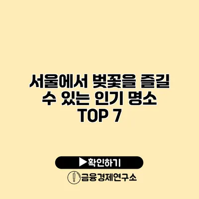 서울에서 벚꽃을 즐길 수 있는 인기 명소 TOP 7
