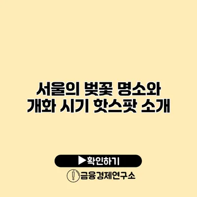 서울의 벚꽃 명소와 개화 시기 핫스팟 소개