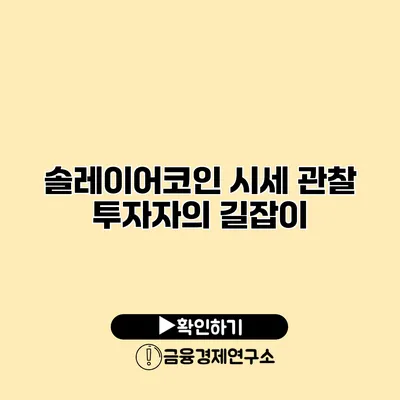 솔레이어코인 시세 관찰 투자자의 길잡이