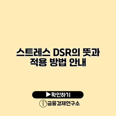 스트레스 DSR의 뜻과 적용 방법 안내