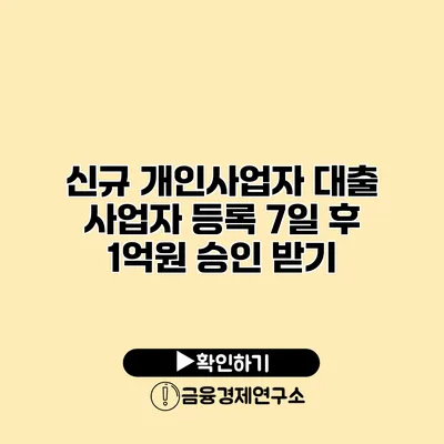신규 개인사업자 대출 사업자 등록 7일 후 1억원 승인 받기