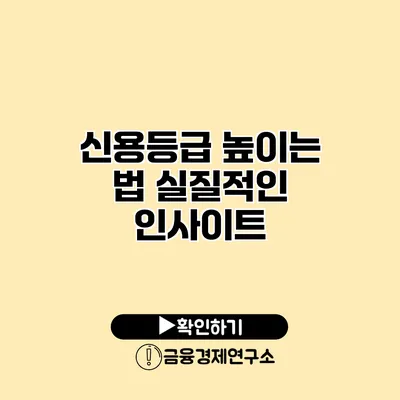 신용등급 높이는 법 실질적인 인사이트