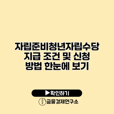 자립준비청년자립수당 지급 조건 및 신청 방법 한눈에 보기