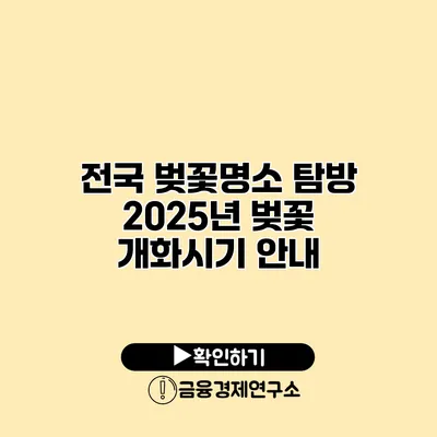 전국 벚꽃명소 탐방 2025년 벚꽃 개화시기 안내
