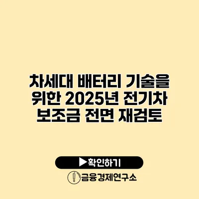 차세대 배터리 기술을 위한 2025년 전기차 보조금 전면 재검토