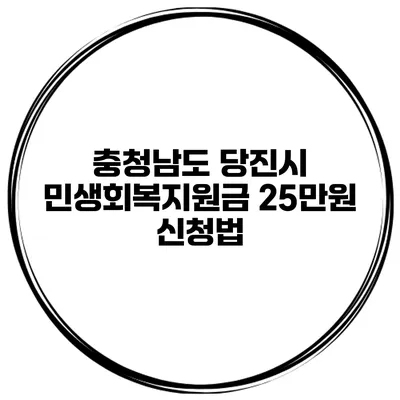 충청남도 당진시 민생회복지원금 25만원 신청법