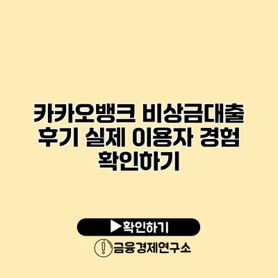 카카오뱅크 비상금대출 후기 실제 이용자 경험 확인하기