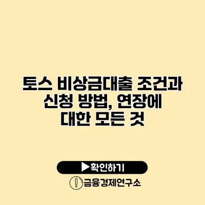 토스 비상금대출 조건과 신청 방법, 연장에 대한 모든 것