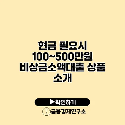 현금 필요시 100~500만원 비상금소액대출 상품 소개