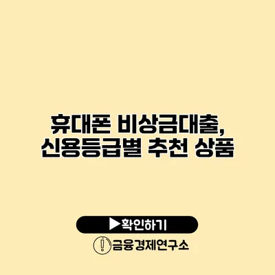 휴대폰 비상금대출, 신용등급별 추천 상품