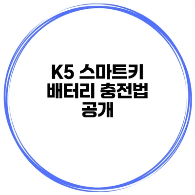 K5 스마트키 배터리 충전법 공개