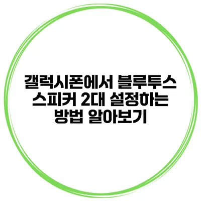갤럭시폰에서 블루투스 스피커 2대 설정하는 방법 알아보기
