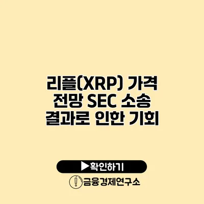 리플(XRP) 가격 전망 SEC 소송 결과로 인한 기회