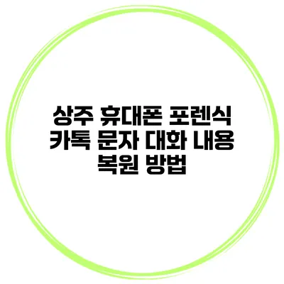 상주 휴대폰 포렌식 카톡 문자 대화 내용 복원 방법