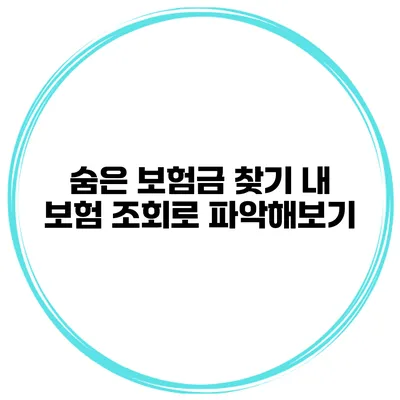 숨은 보험금 찾기 내 보험 조회로 파악해보기