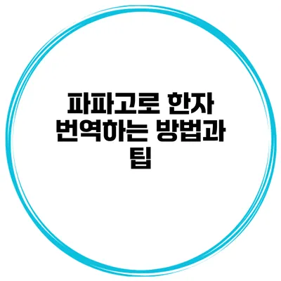 파파고로 한자 번역하는 방법과 팁