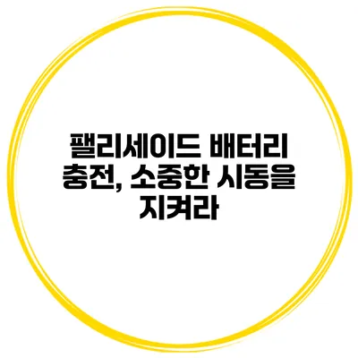 팰리세이드 배터리 충전, 소중한 시동을 지켜라