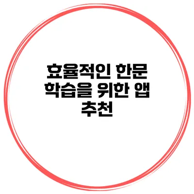 효율적인 한문 학습을 위한 앱 추천