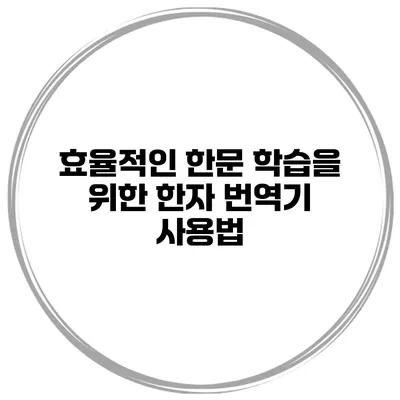 효율적인 한문 학습을 위한 한자 번역기 사용법